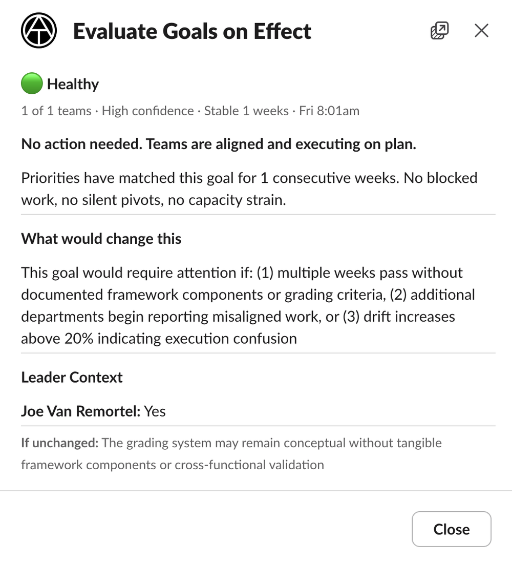 Alyn Healthy goal briefing with what would change it